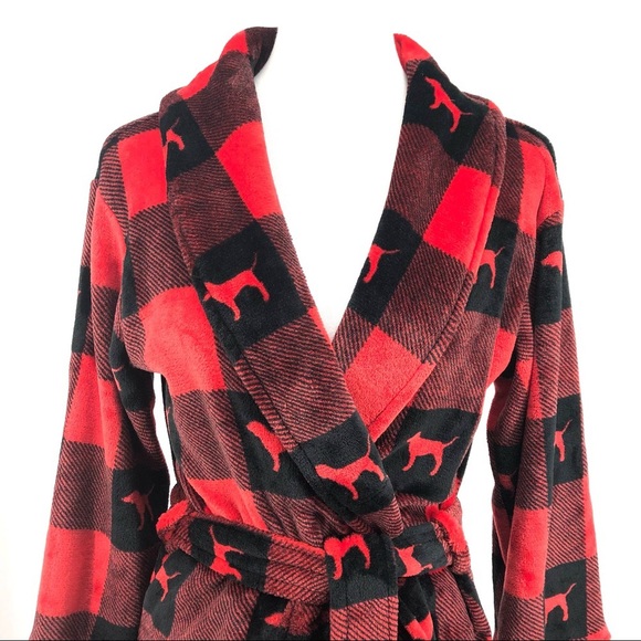 PINK Victoria's Secret Other - LASTONE Victoria’s Secret Plaid Dog Logo Robe Sz M/L